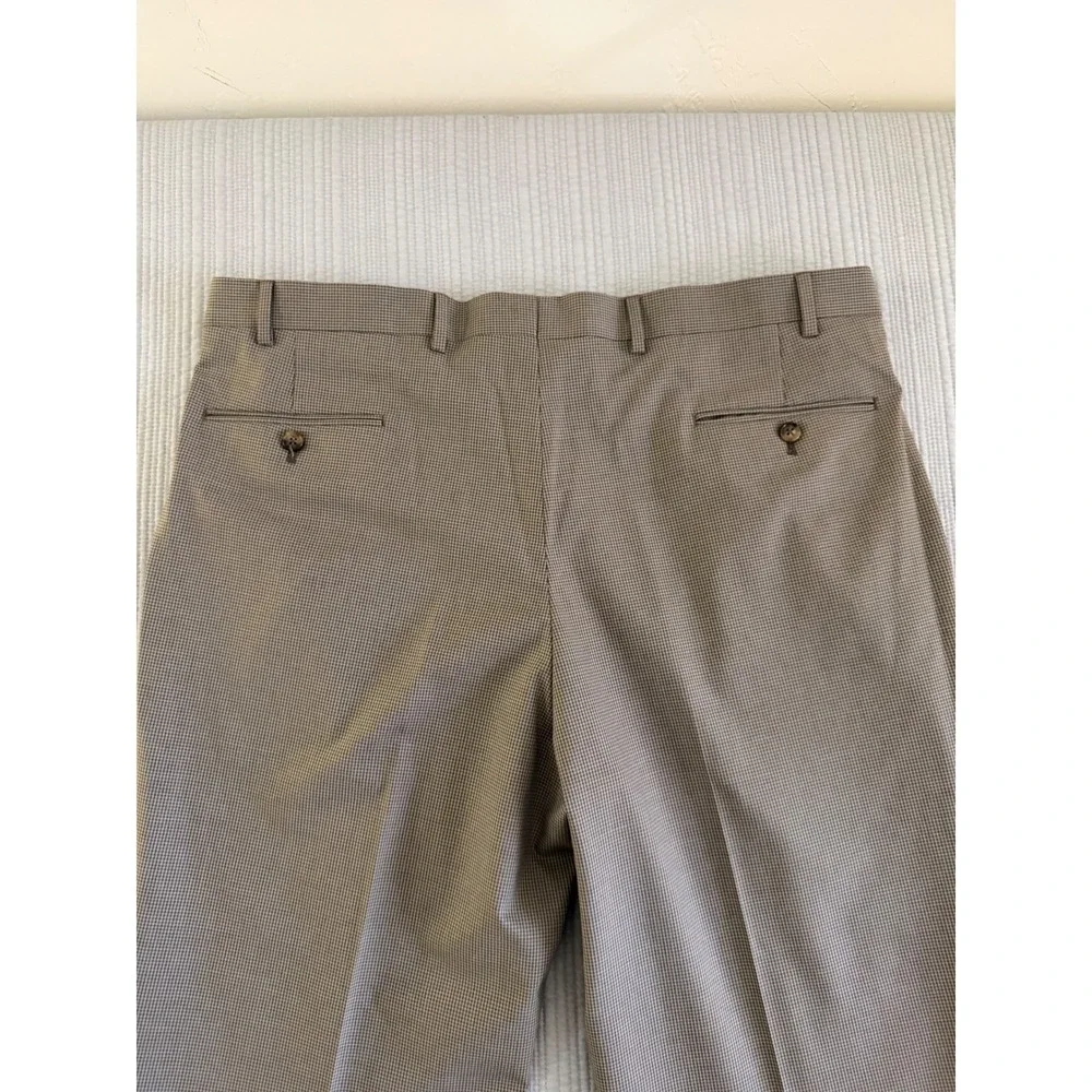 Ralph Lauren Mens Size 38/30 Brown Houndstooth Pleated Cuffed Dress Pants Slacks